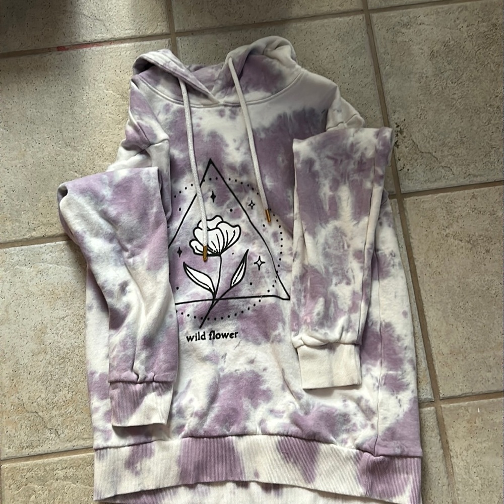 Eleven Paris Small Purple Tie Dye Graphic Hoodie